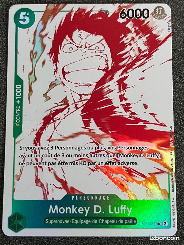 Monkey D. Luffy OP07-033 UC – Version rouge et blanche – One Piece Card Game JP