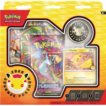 Coffret Pokémon Day 2026 FR – carte promo brillante Pikachu 30 ans, boosters et jeton Pokémon