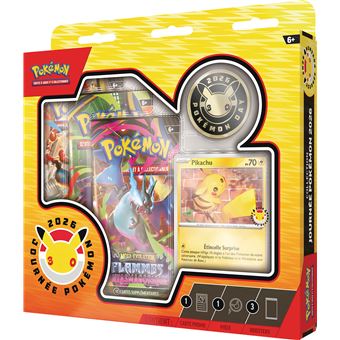 Coffret Journée Pokémon 2026 français – Pikachu promo 30 ans et 3 boosters JCC Pokémon