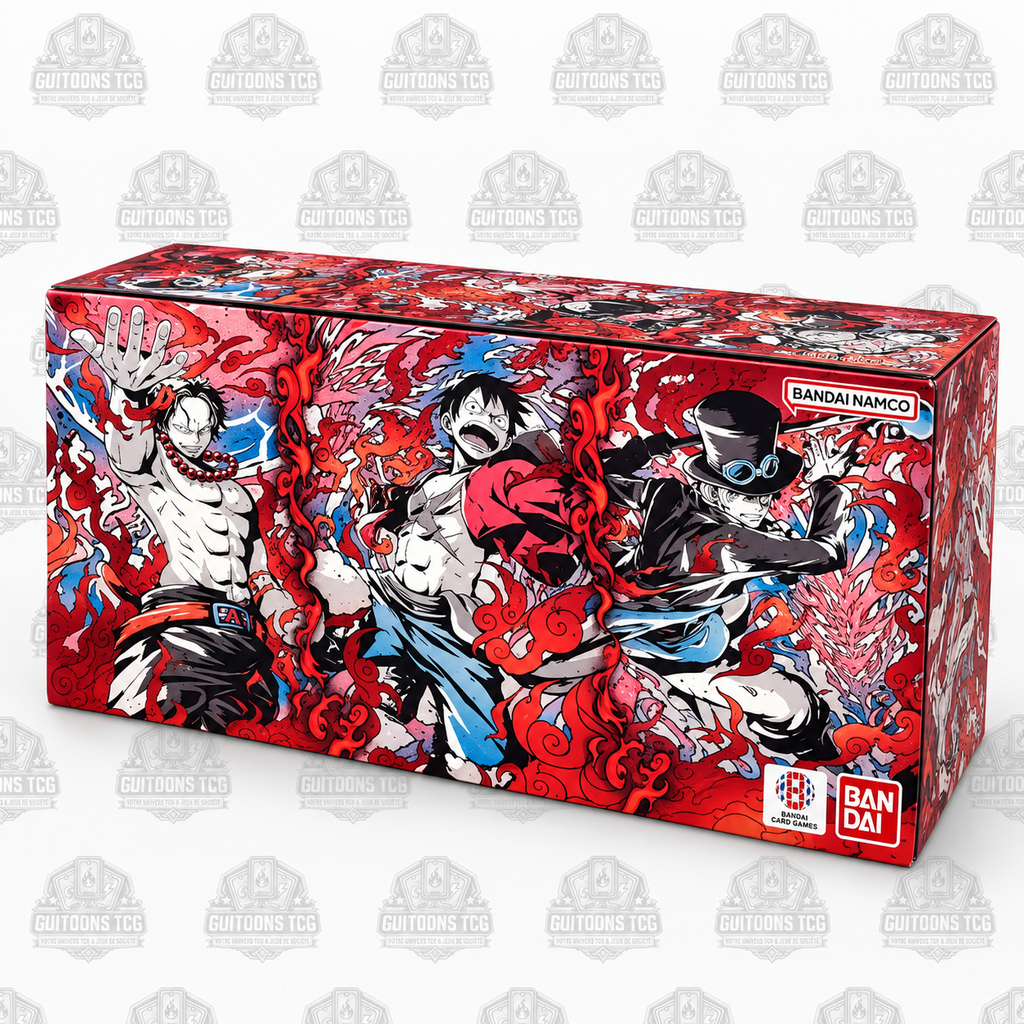 Coffret extérieur One Piece Card Game English Version 3rd Anniversary Set Premium Bandai avec Ace Luffy et Sabo