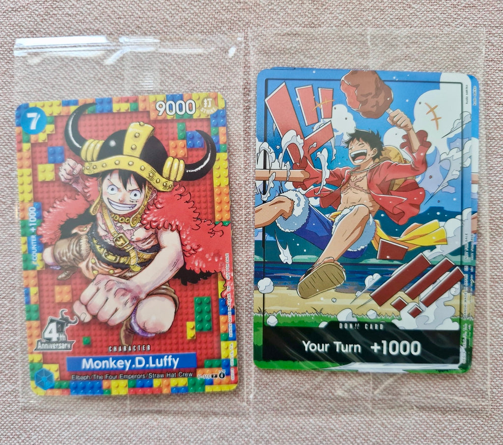 One Piece 4th Anniversary Promo Set EN – Luffy P-110 + Leader + 2 DON
