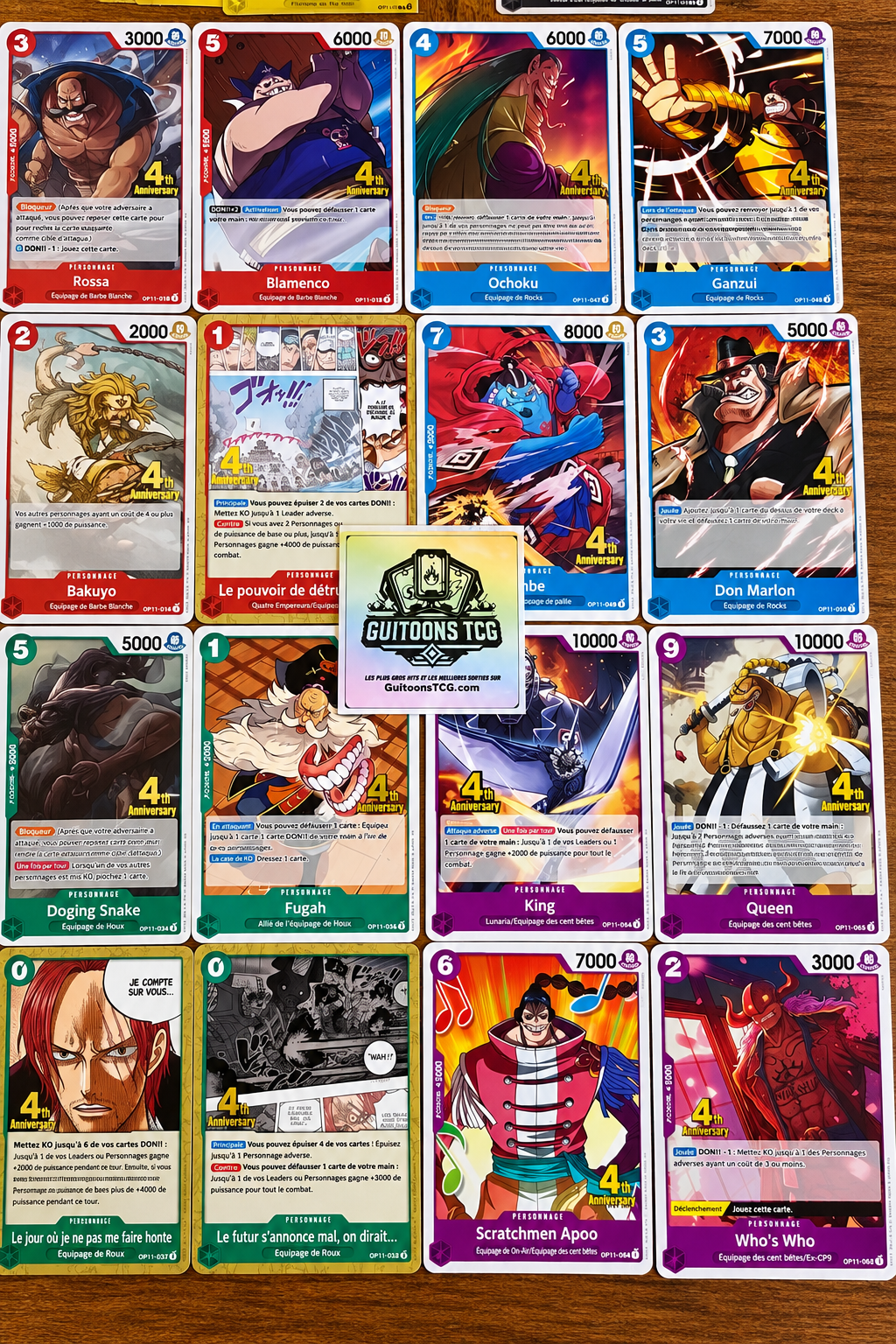 Full set 75 cartes promo One Piece Card Game OP17 4e Anniversaire français Near Mint+ – collection complète GUITOONS TCG