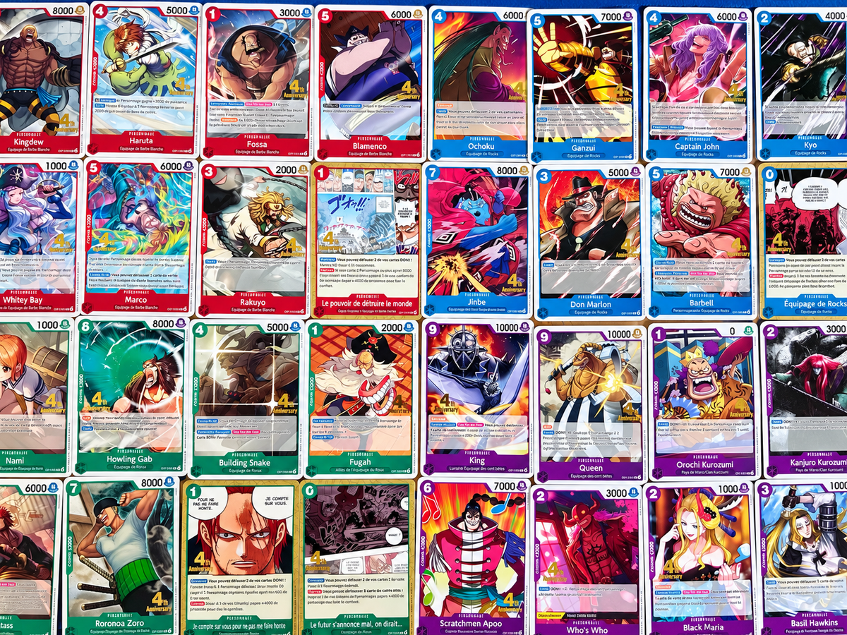 Full set 75 cartes promo One Piece Card Game OP17 4e Anniversaire français Near Mint+ – collection complète GUITOONS TCG
