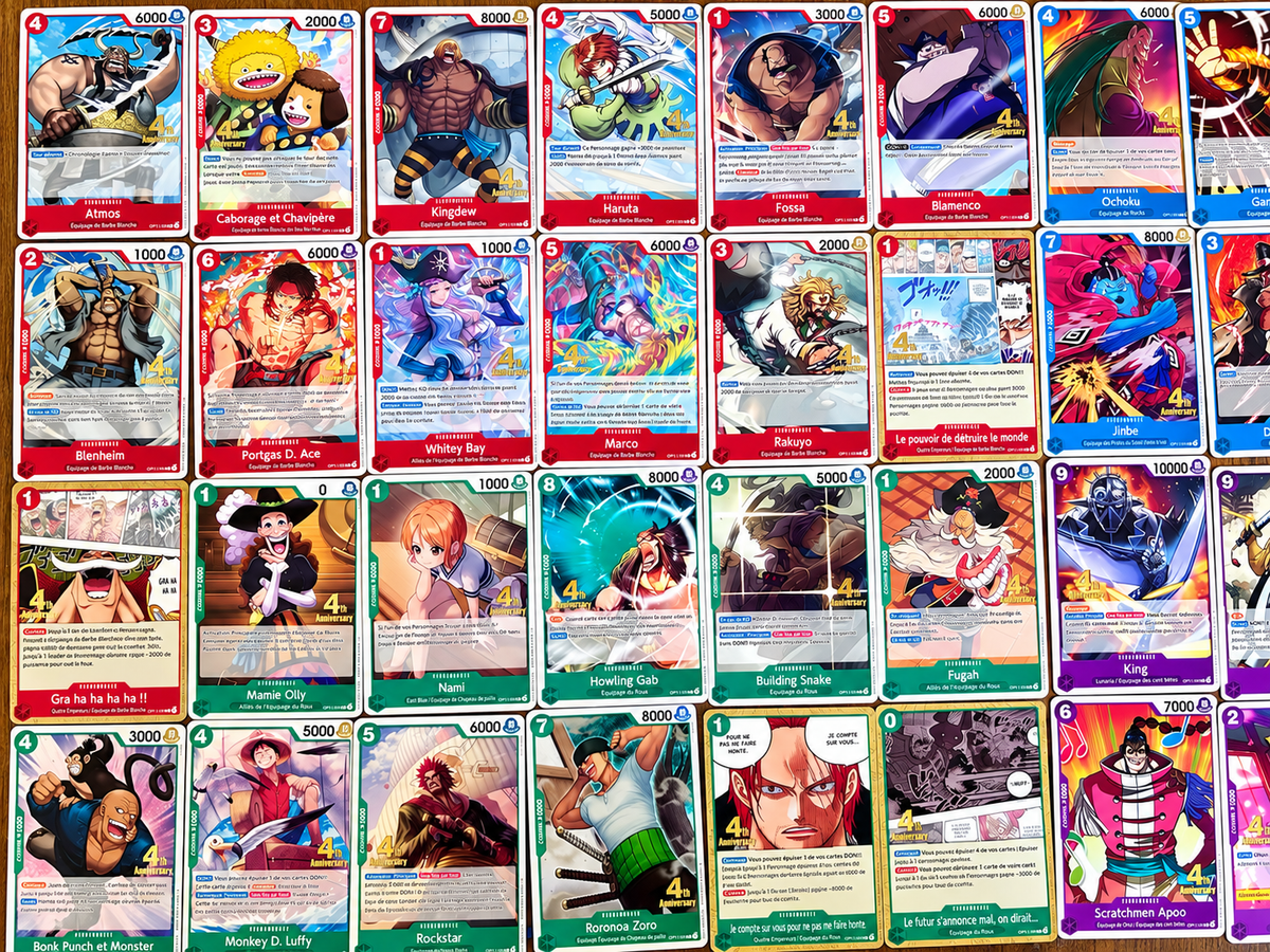 Full set 75 cartes promo One Piece Card Game OP17 4e Anniversaire français Near Mint+ – collection complète GUITOONS TCG