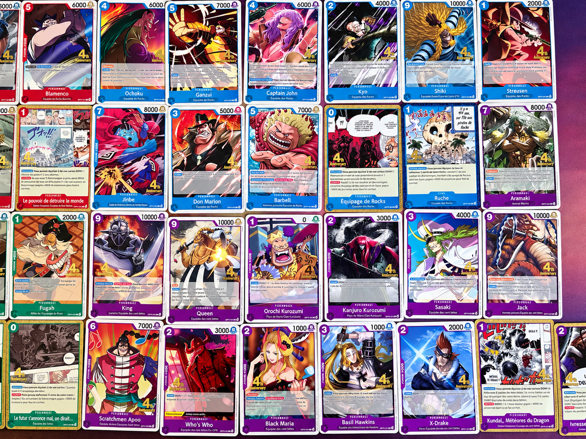 Full set 75 cartes promo One Piece Card Game OP17 4e Anniversaire français Near Mint+ – collection complète GUITOONS TCG