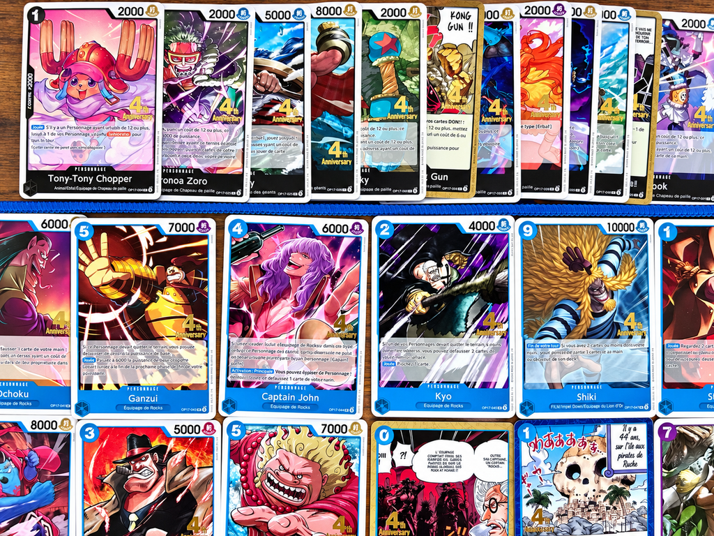 Full set 75 cartes promo One Piece Card Game OP17 4e Anniversaire français Near Mint+ – collection complète GUITOONS TCG