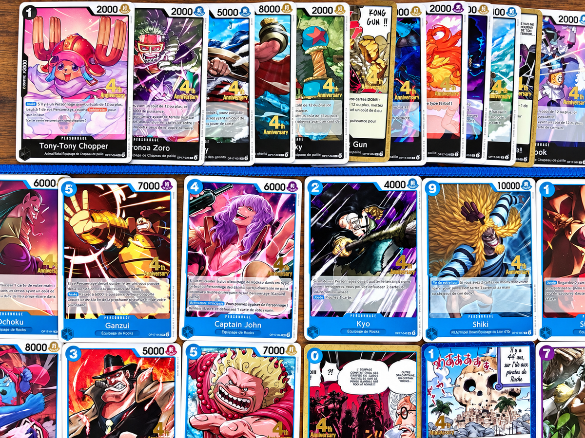 Full set 75 cartes promo One Piece Card Game OP17 4e Anniversaire français Near Mint+ – collection complète GUITOONS TCG