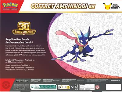 Coffret Amphinobi-ex Pokémon TCG 30e Anniversaire FR avec 4 boosters et carte promo brillante