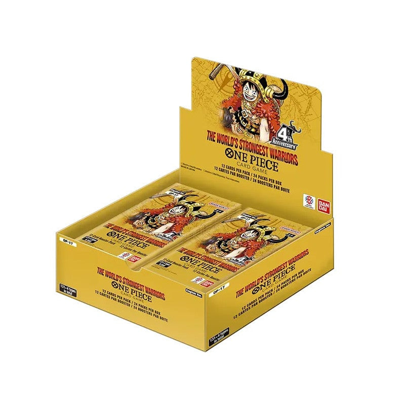 Précommande Display One Piece Card Game OP-17 EN THE WORLD'S STRONGEST WARRIORS contenant 24 boosters officiels Bandai. Sortie officielle le 28 août.